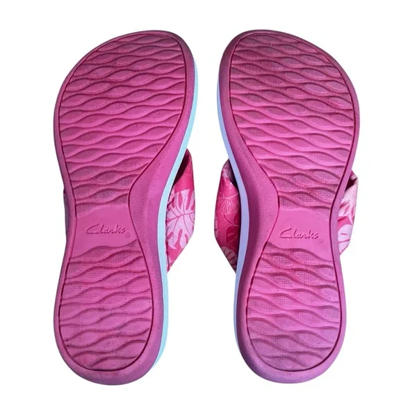 Clarks Cloudsteppers Arla Glison Wedge Sandals Coral Size 9 - Picture 6 of 6